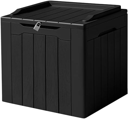 Devoko 31 Gallon Waterproof Outdoor Storage Box Resin Deck Box Lockable and UV Resistant for Patio Furniture,Garden Tools (Black) by DEVOKO