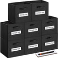 13x13x13 storage cube bins(Set of 8) Fabric storage cubes with 8 Labels Window Cards & a Pen,storage cubes 13x13,storage bin,Collapsible 13 inch cube storage bins,Cubby Organizer Boxes,Black by Artsdi