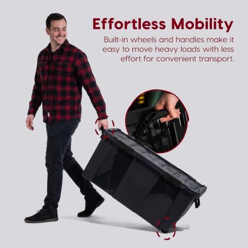 IRIS USA 2-Pack 32 Gal Heavy Duty Rolling Storage Totes with lids, Black - Image 3