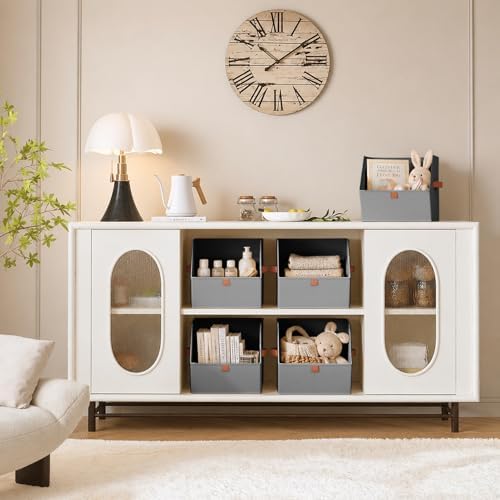 Homsorout Fabric Closet Storage Cubes - 8 Pack Square Storage Bins with Dual Handles for Clothes, Towels, Toys, Cube Storage Organizers for Bedroom, Nursery, Shelves, Closet, Small Spaces, Grey - Image 4