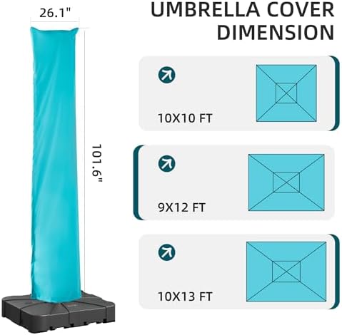 Patio Cantilever Umbrella Outdoor Waterproof Cover with Zippe - Image 2
