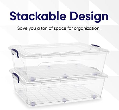 Superio Storage Bins with Lids, Clear Plastic Containers for Organizing, Stackable Totes, BPA Free, Odor Free, Organizer Boxes for Home, and Dorm (4 Pack, 42 Quart) - Image 3