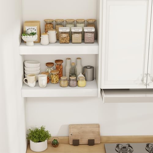Acovy 24 Inch Floating Shelves, 12" Deep Floating Shelf Wall Mounted, 24" Wall Shelves, Rustic Deep Bookshelf, Extra Deeper & Thicker Display Shelves for Bedroom, Living Room, White, Set of 2 - Image 2