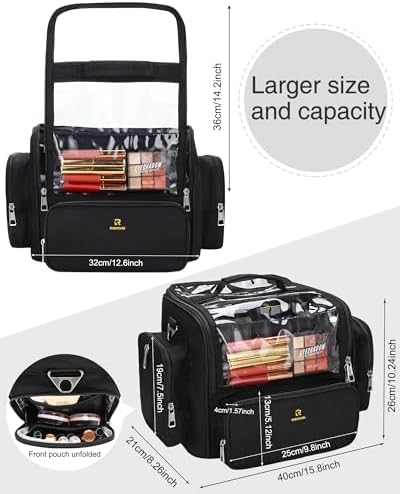 NAONAYA Makeup Brush Bag Extra Large Makeup Brush Case with 4 small bags Professional Makeup Artist Brush Holder Stand Up Organizer for Travel with Adjustable Dividers and Shoulder Strap - Image 3