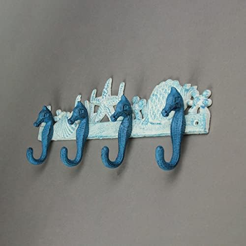 Zeckos Decorative Wall Hooks, 15.5 Inch Cast Iron Seahorse Rack - Image 2