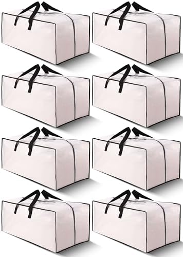 Cosy Family 8 Pack Heavy Duty Extra Large Moving Bags with Backpack Straps - Strong Handles & Zippers, Storage Totes For Space Saving, Fold Flat, Alternative to Moving Box (40 gal, Clear) by Cosy+Family