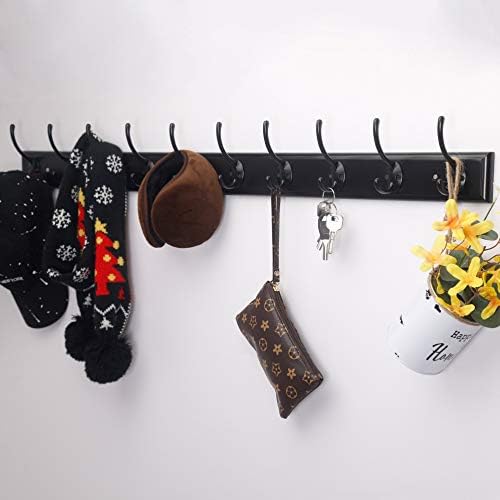Dseap Coat Rack Wall Mounted: 10-Hooks, 38-1/4" Long, 16" Hole to Hole, Wood Coat Hooks Wall Mounted, Hook Rack, Hook Rail, Hooks for Hanging Coats, Black - Image 5