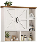 Bathroom Wall Cabinet, Farmhouse Medicine Cabinet with Doors, White & Brown by Vabches