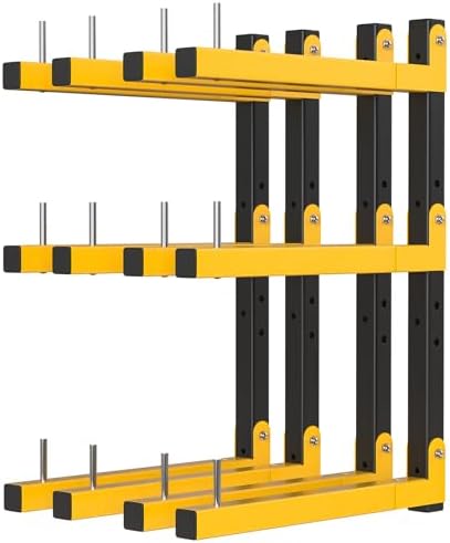 Lumber Rack Wall Mount Storage Racks Folding Wood Organizer Heavy Duty Shelf Brackets With 6-Level 720 Lbs Capacity Yellow Metal Utility Racks Garage Wall Shelving for Indoor and Outdoor Use (4 Pack) by Riciakik