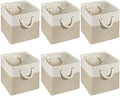 6 Pcs 11x11 Inch Fabric Cube Storage Bins Square Cube Baskets, Light Brown by Geiserailie