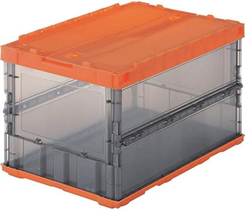 TRUSCO TSK-C50B-ORT Thin Folding Container Scale, 16.9 gal (50 L) with Locking Lid, Orange Two-Tone Storage Case Storage Box by Trusco
