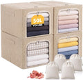 Lewtemi 50L 4 Pack Clothing Storage Bags with Cedar Sachets, Large Sweater Organizer, Breathable Fabric Containers for Clothes, Bedding & Blankets, Closet & Under Bed Storage (Beige,Classic) by Lewtemi