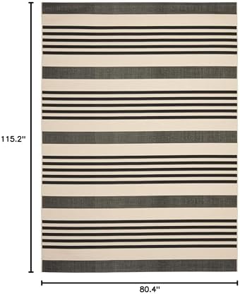SAFAVIEH Courtyard Outdoor Area Rug 6'7"x9'6", Black & Bone CY6062-216 - Image 2