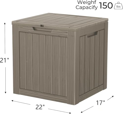 35 Gallon Resin Deck Box Waterproof Outdoor Storage Box for Patio Furniture Pool Accessories Indoor Storage for Cushion Garden Tools, Gray - Image 3