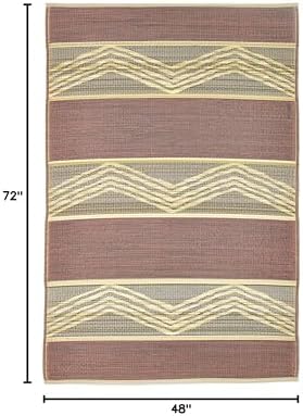 Fab Habitat Outdoor Rug - Waterproof, Fade Resistant, Crease-Free - Premium Recycled Plastic - Tribal Boho - Patio, Deck, Porch, Balcony, Laundry Room - Lagos - Sand & Coral - 4 x 6 ft - Image 3