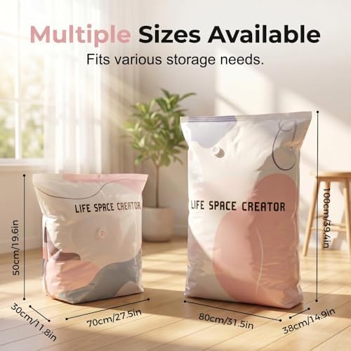 No Pump Vacuum Storage Bags, No Pump Large Vacuum Storage Compression Bags, Thick Airtight Reusable Organizer for Clothes Comforters Travel Moving Closet Storage，5：31.5 * 39.4in - Image 3