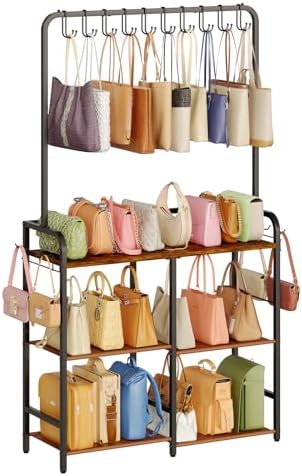 Hayexiha Large Purse Organizer for Closet, 3-Tier Double-Row Handbag Rack by Hayexiha