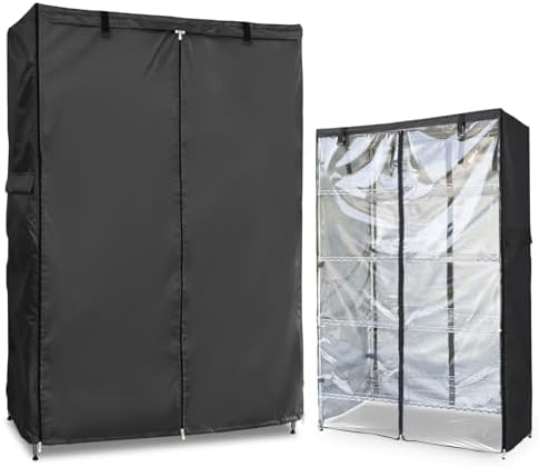 Waterproof Shelf Cover,Outdoor 600D Heavy Duty Dustproof Storage Shelves Cover,48''x18''x82'' Shelf Covers for Wire Shelving with Zippers,Storage Rack Covers with Clear Front by Dalema