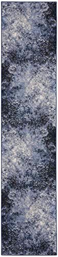 Nourison Home Passion Light Blue/Black 2'2'' x 10' Area-Rug, Modern, Abstract, Easy-Cleaning, Non Shedding, Bed Room, Living Room, Dining Room, Kitchen, (10' Runner) - Image 3