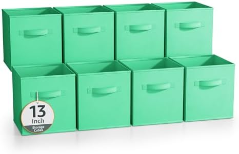 Sorbus Fabric Storage Cubes, 8 Pack, with Handles (13 Inch, Teal) by Sorbus