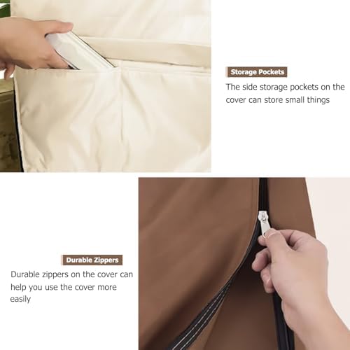Wire Shelf Cover,600D Heavy Duty 100% Waterproof Shelf Covers for Wire Shelving,Outdoor Storage Shelves Cover for Metal Rack,36" W x 14" D x 54" H,Beige & Brown - Image 6