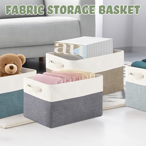 6 Pack Cube Storage Bins Fabric Cube Basket Handle, Dark Morandi, 15x11x9.5 - Image 5