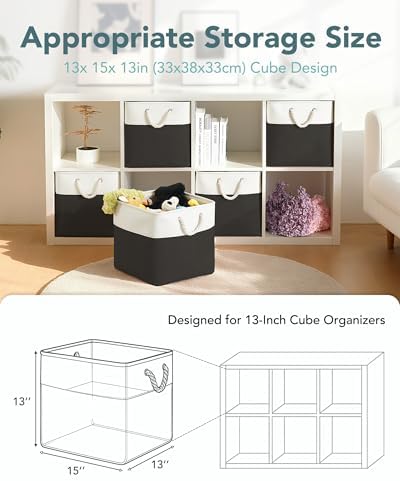 13x15x13 Inch Large Storage Bins with Cotton Rope Handles 6-Pack - Image 2