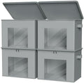 Zilink Fabric Storage Bins with Lid Closet Storage Bins, Light Grey, 4Pack by Zilink