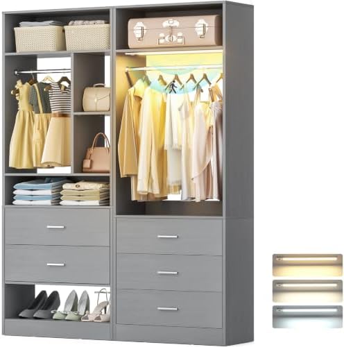 Besiost Closet Systems with 5 Drawers & 3CCT Sensor Light by Besiost