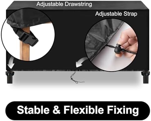 UPGRADE Outdoor Furniture Covers, Custom Size 108"(L) x 52"(W) x 34"(H) Rectangular Patio Table and Chair Waterproof Covers, Heavy Duty 420D, Black - Image 3