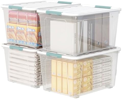 85-Quart Wheeled Latching Storage Box, 4-Pack Large Stackable Bin - Image 4