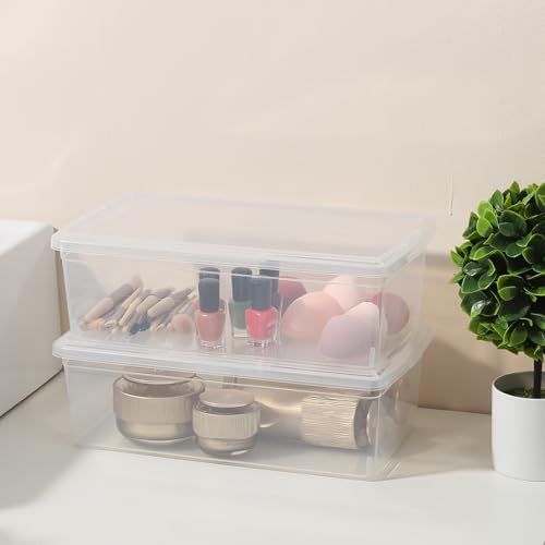 novelinks 12 Pack 6 Quart Stackable Shoe Storage Bins with Lids (Clear) - Image 6