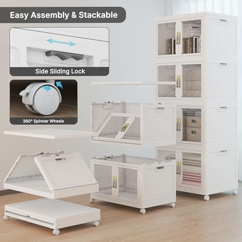 1088QT Stackable Storage Bins with Lids, 272Gal Foldable Storage Cabinets - Image 6