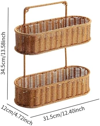 2 Tier Woven Hanging Basket, PP Rattan Wall Mounted Fruit and Storage Organizer for Kitchen, Bathroom, and Pantry - Image 6