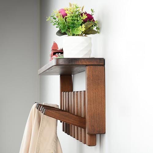 Beech Piano Key Coat Rack with Shelf & 8 Flip Hooks - Image 7