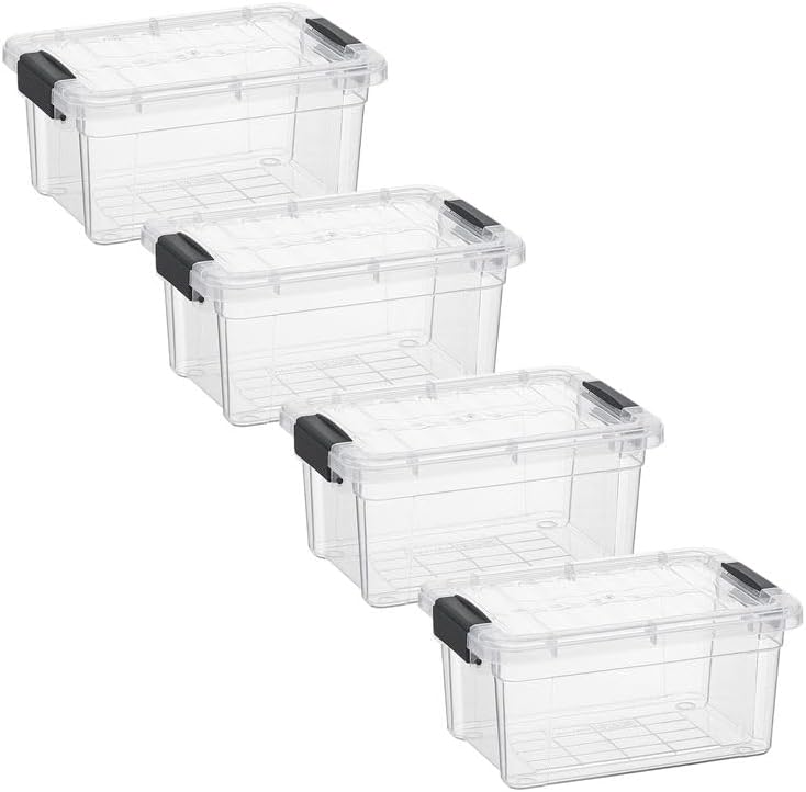 Superio 3.4 Quart Clear Plastic Storage Boxes with Lids, Stackable Organizer Containers, BPA-Free Storage Bins for Home, Office, School & Dorm, 4 Pack by Superio