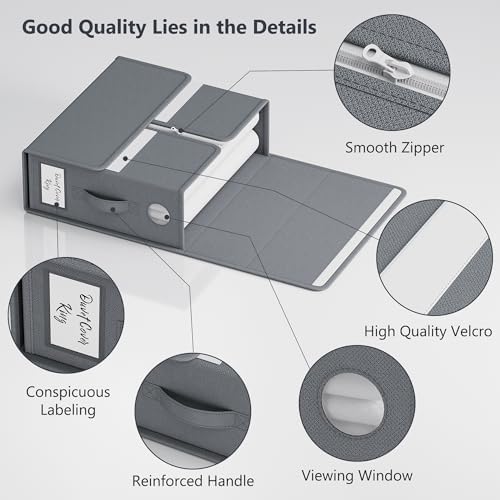 TRZZ 8-Pack Foldable Bed Sheet Storage Bins, Window with Labels, Grey - Image 6