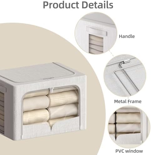 FHSQX 3 Pack Clothes Storage Bins, Cream White, 16.5x12.2x12.2inch - Image 6