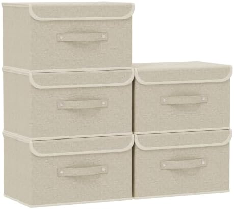 Storage Bins with Handles,Grey and Beige,13x9.1x7.9in,5 Pack by Unknown
