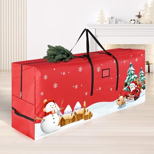 Christmas Tree Storage Bag, Fits Up 9 Ft Tall Artificial Trees with Reinforced Handles, Beautiful and Durable 600D Oxford Xmas Tree Storage Bag, Red by ABXMAS