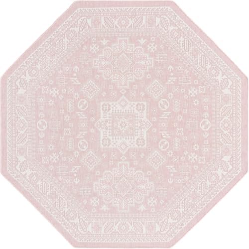 Rugs.com - Outdoor Aztec Rug – 8 Ft Octagon Pink Washable Indoor/Outdoor Rug – Stain-Resistant Flatweave Area Rug for Patios, Decks, and Porches - Image 3