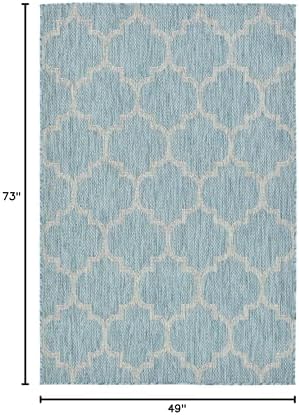 Unique Loom Outdoor Trellis Collection Area Rug (4' 1" x 6' 1" Rectangle, Aquamarine/ Gray) - Image 2