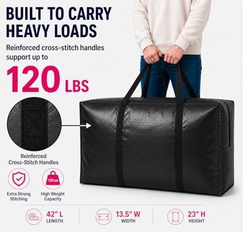 Extra Large Storage Bags, Jumbo Moving Tent Storage Bags, Waterproof Foldable Big Pink XXL Duffle Bag for Travel, 42x23x13.5inch - 4PACK - Image 3