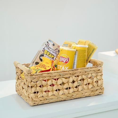 NAYA 16.5" Water Hyacinth Large Wicker Shelf Basket with Handles - Image 6