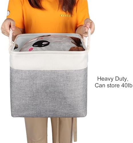 Univivi Foldable Storage Basket Fabric 13 inch Cube Storage Bins with Hard Bottom &Sturdy Handles Storage Cube for Shelf Closet Home (Grey , 4-Pack) - Image 5