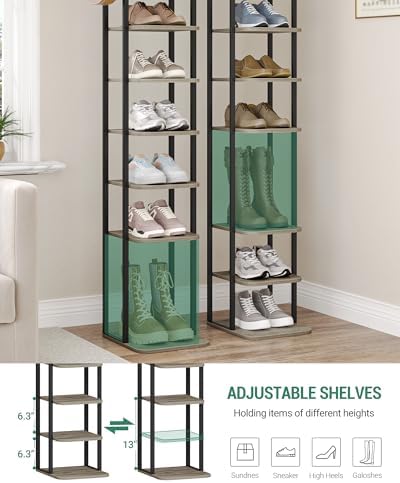 Hzuaneri 10 Tiers Vertical Shoe Rack, Tall Shoe Shelf with 2 Hooks - Image 4