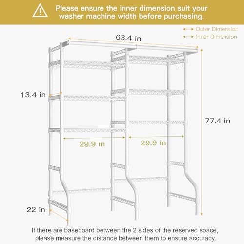 Ulif U13 Over Washer and Dryer Storage Shelves, Laundry Room Standing Shelf - Image 3