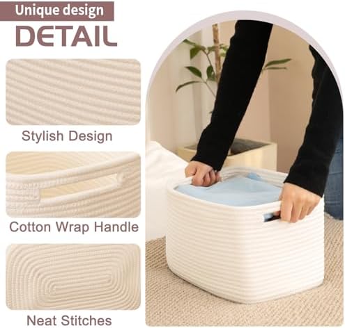 OIAHOMY 4 Pack Storage Baskets for Organizing 15L Cube Storage Bins White - Image 2