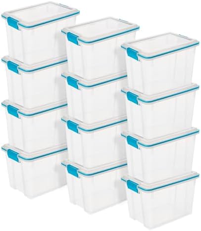 Sterilite Gasket Storage Box with Lids for Home & Office, 20 Quart, 12-Pack by Sterilite