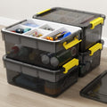 80Qt Stackable Storage Bins with Lids Trays Craft Box Organizers, 4Pack,GY by HOMETUK
